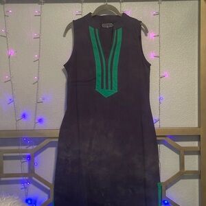 Preppy navy and Green Sleeveless Dress